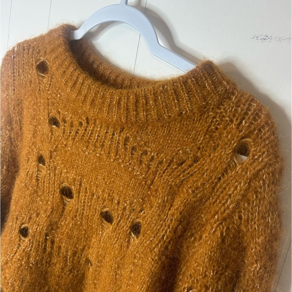 H&M Sweater Orange Design Wool Alpaca Pullover Round Neck Long Sleeve Size L - Picture 4 of 7